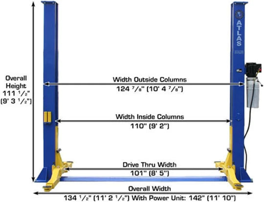 Atlas 9KBPX 9,000 lb Baseplate 2 Post Vehicle Lift