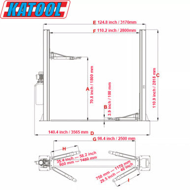 10000 lbs Two Post Lift 2-Post Lift Auto Lift Truck Lift Auto Hoist Car Lift